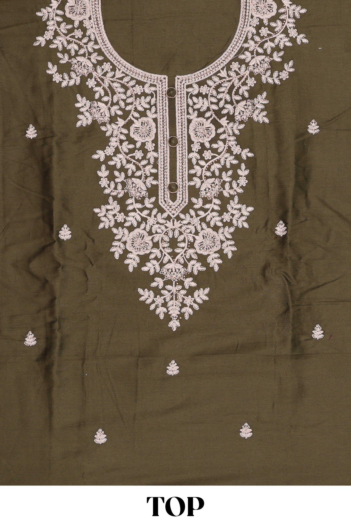 Green cotton silk sequin dress material