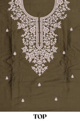 Green cotton silk sequin dress material