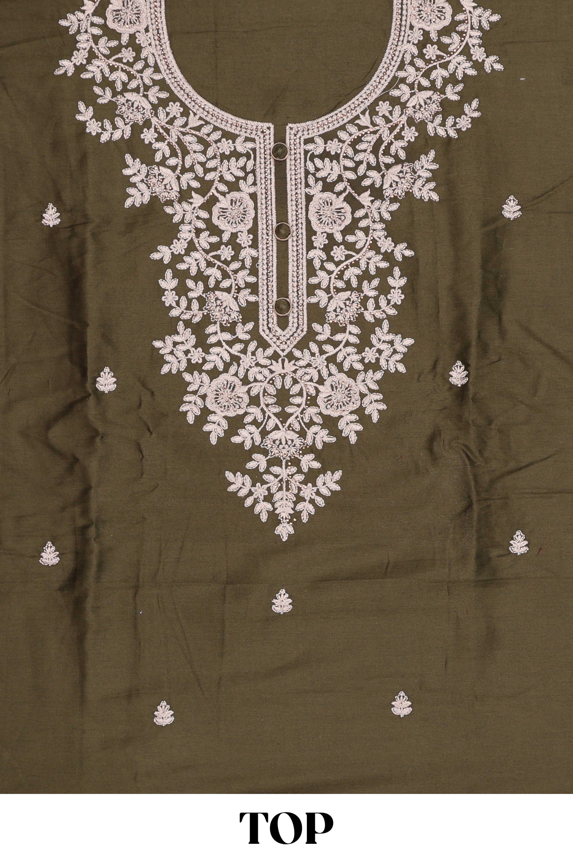 Green cotton silk sequin dress material