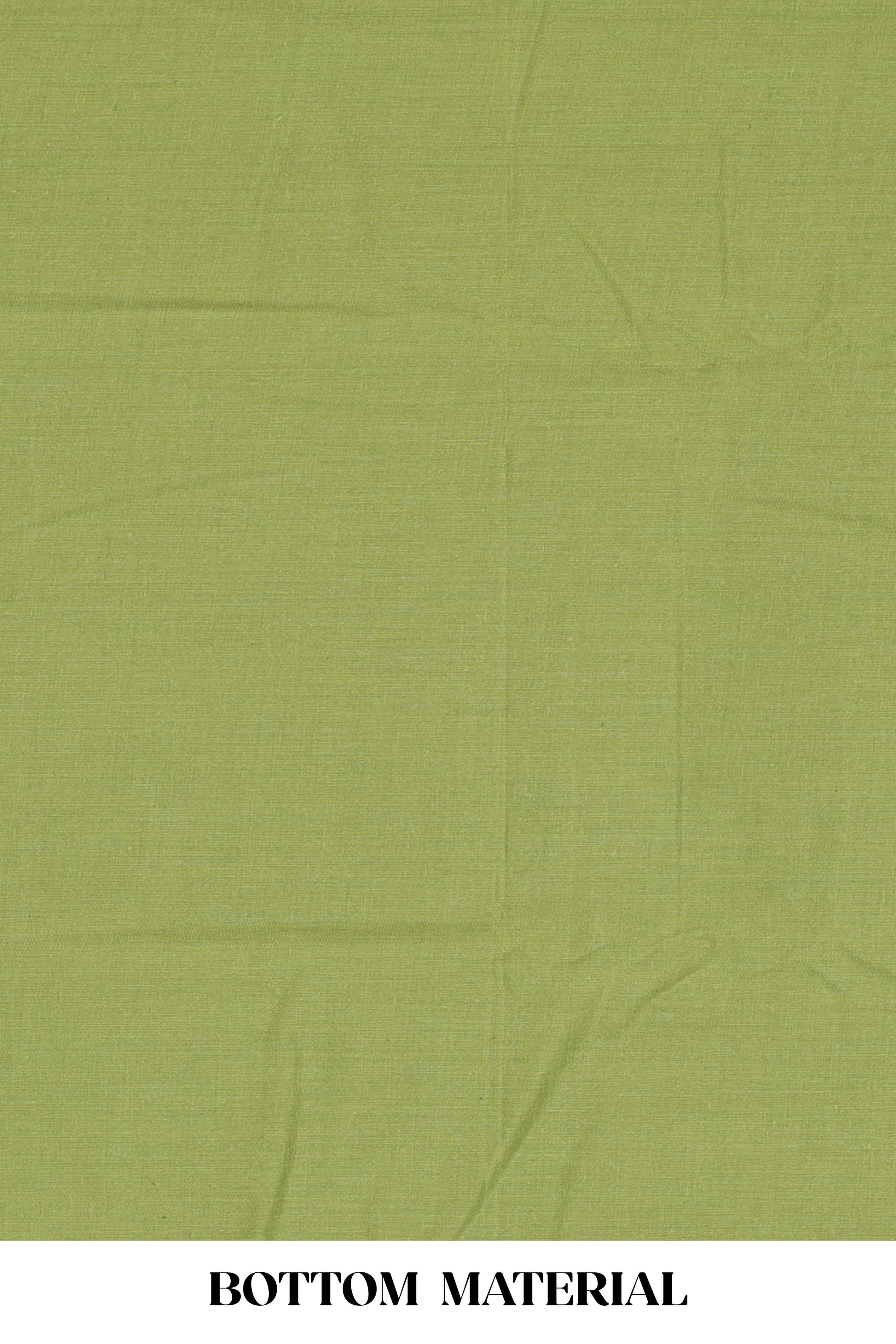 Green cotton thread work suit
