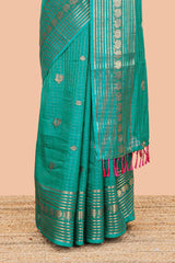 Green dola silk checked saree