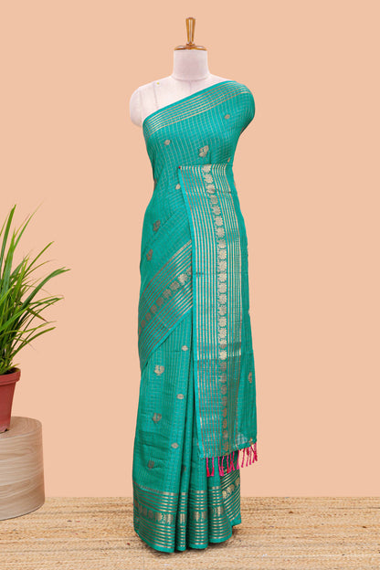 Green dola silk coin motif saree