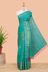 Green dola silk peacock saree