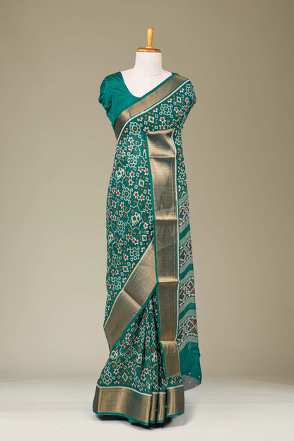 Green dupion silk saree online