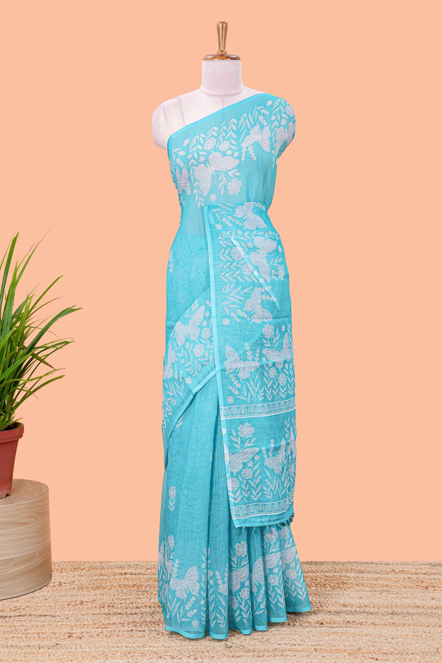 Green ethnic floral saree