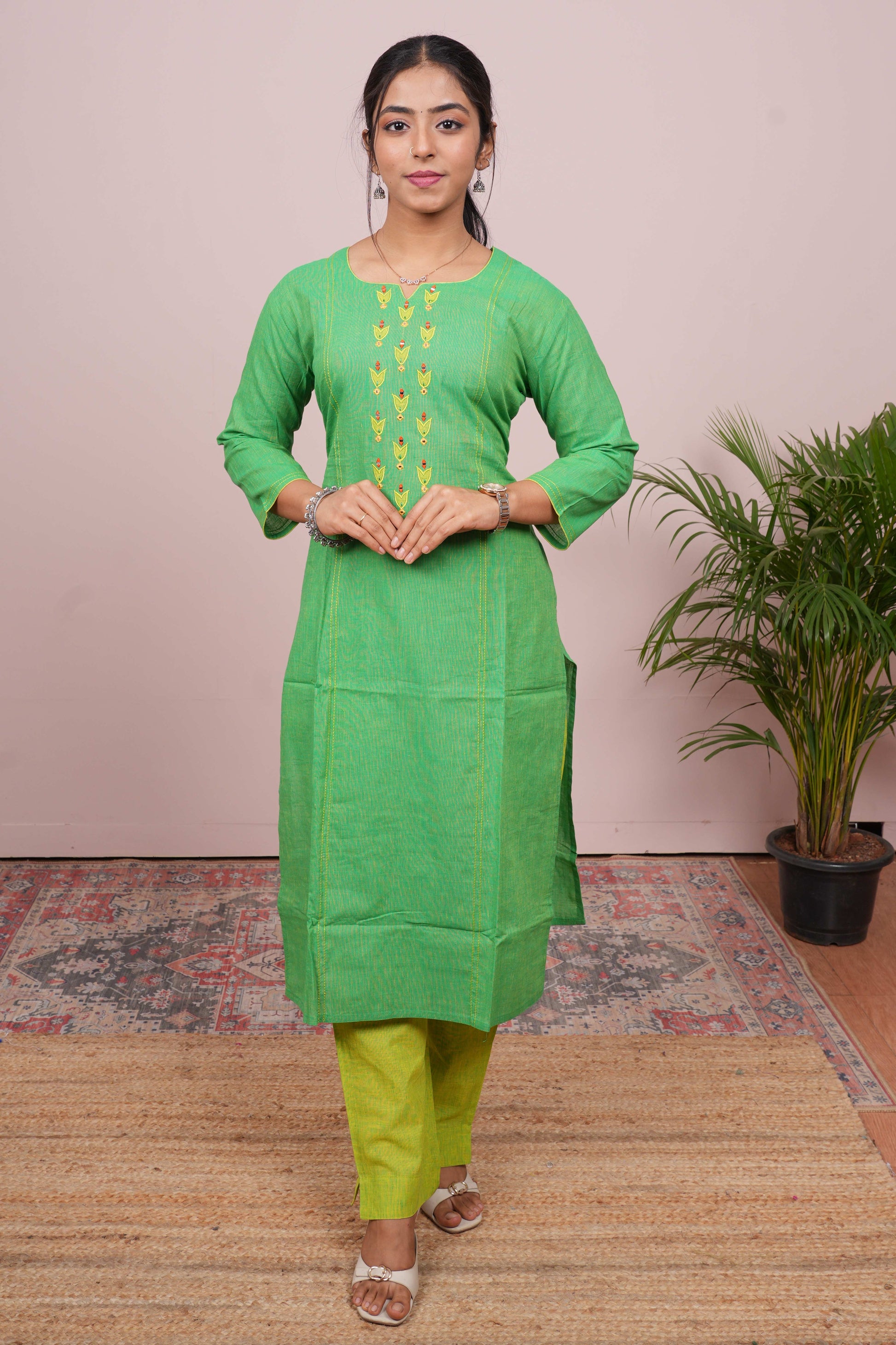 Green festive ethnic Chudidhar
