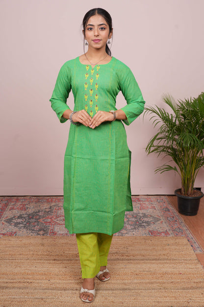 Green festive ethnic Chudidhar