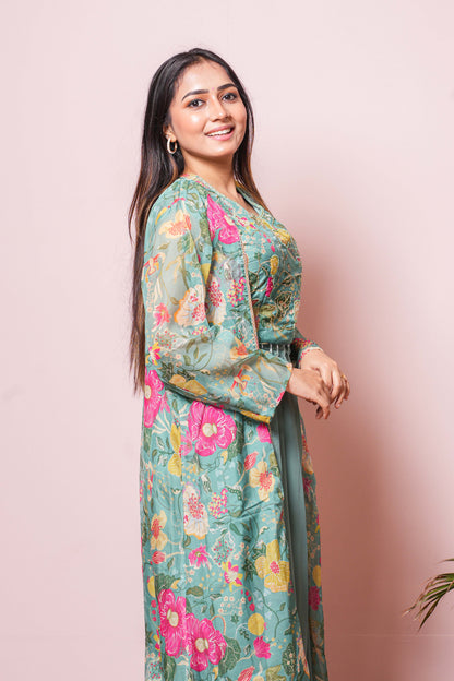Green festive ethnic outfit