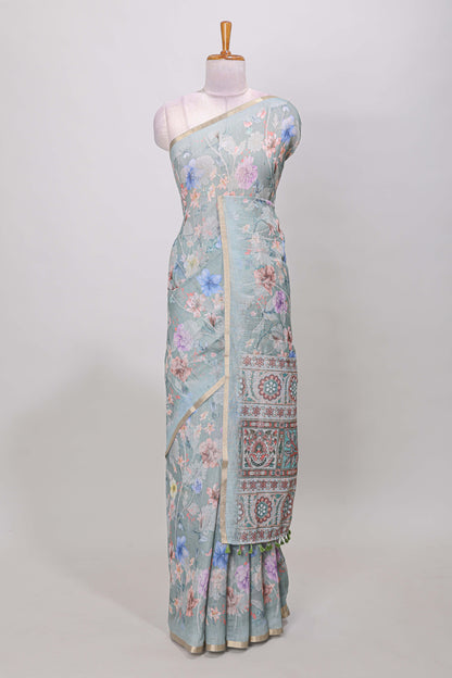 Green festive linen cotton drape