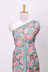 Green festive printed saree