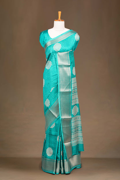 Green floral butta silk saree