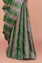 Green floral butta tussar silk saree