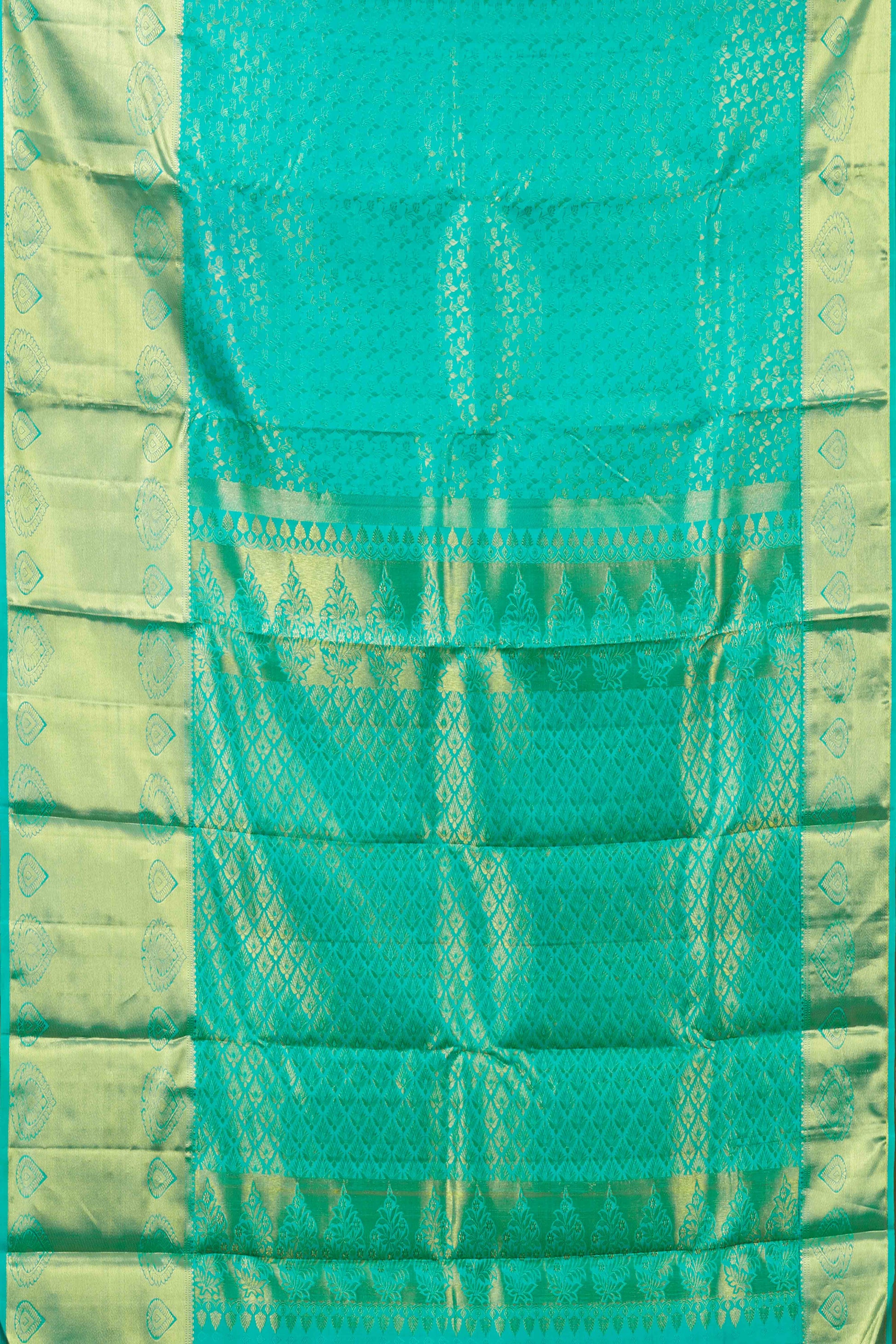 Green floral jacquard silk saree