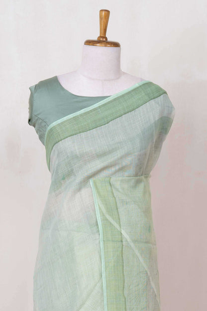 Green floral linen saree design

