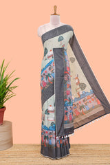 Green floral print Chirala cotton saree