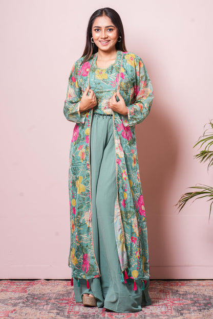 Green floral salwar suit set