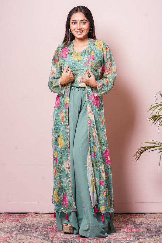 Green floral salwar suit set