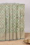 Green geometric zari weaving Kota cotton saree