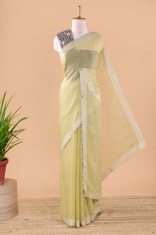 Green georgette silk stone saree