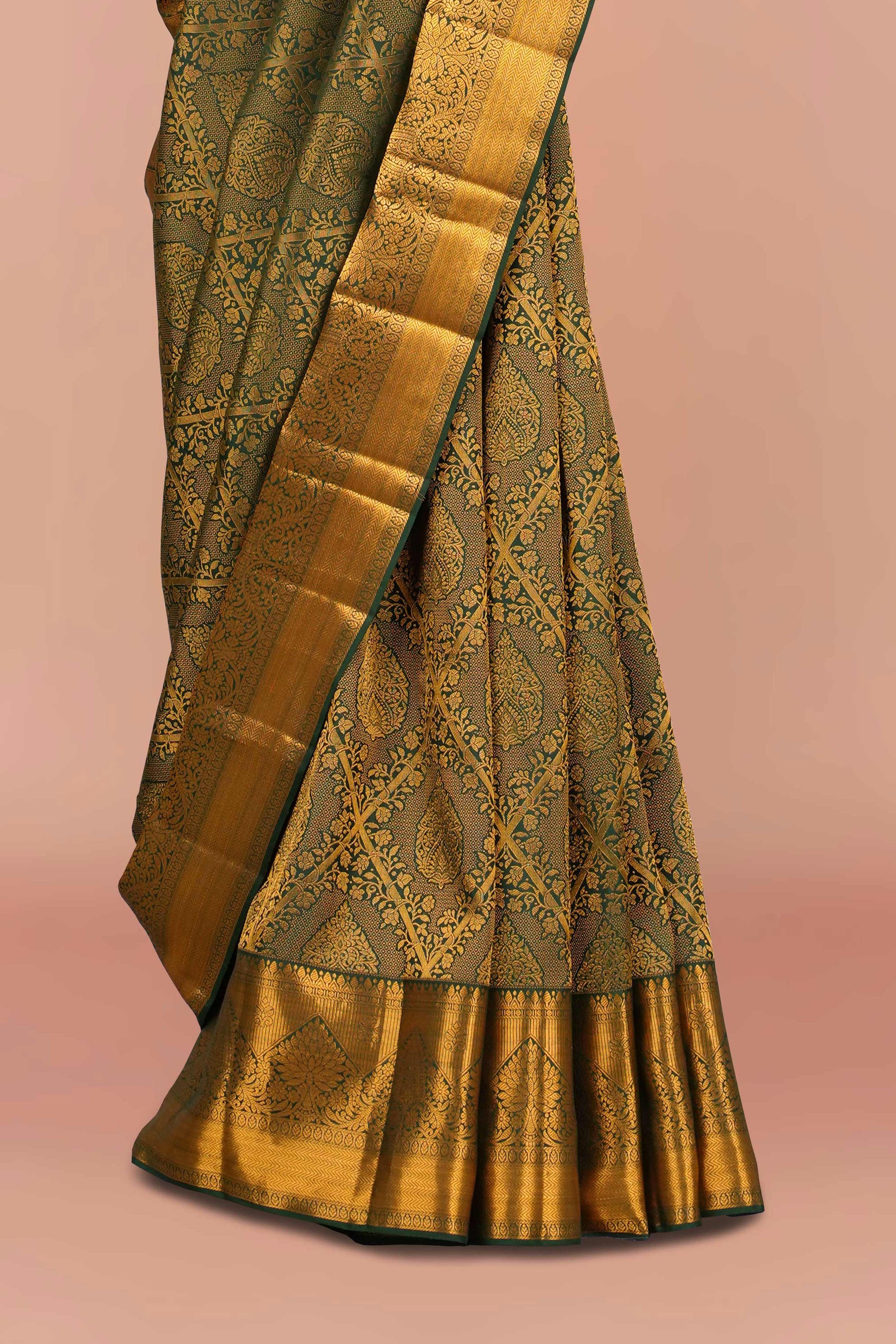 Green gold dual tone silk sarees