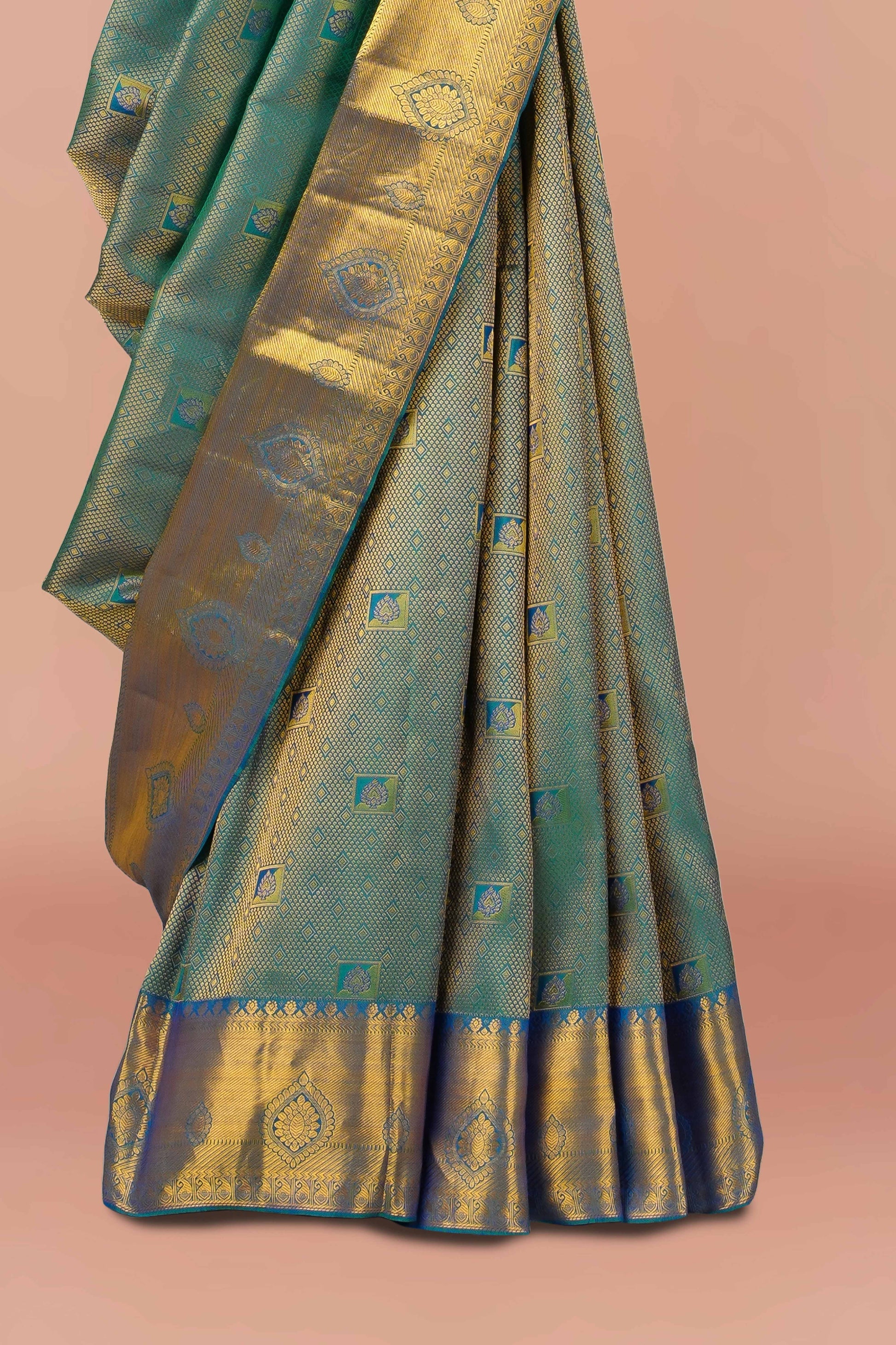 Green gold traditional silk saree