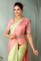 Green gold zari silk saree