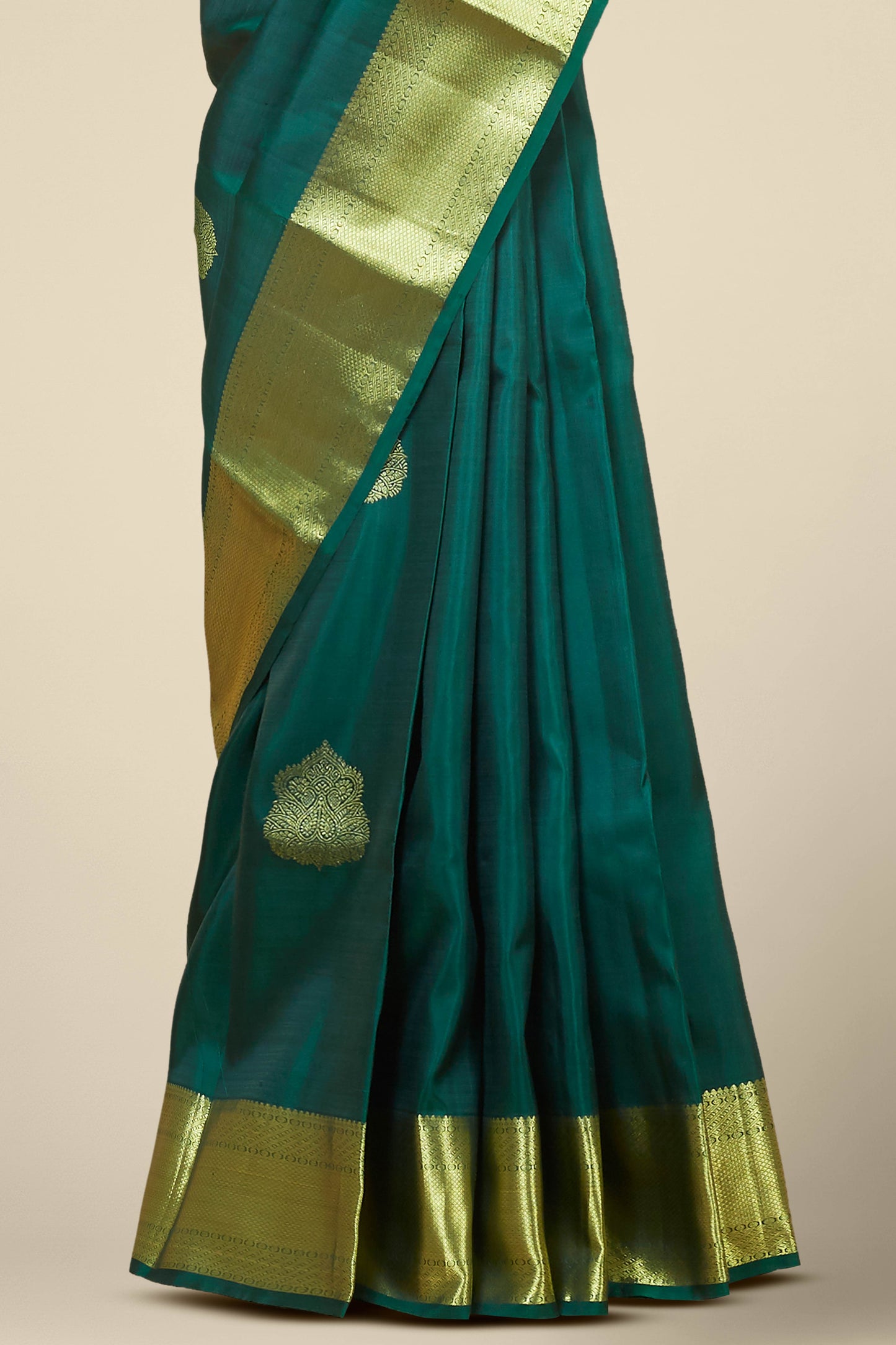 Green gold zari silks saree
