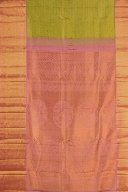 Green jacquard woven silk saree