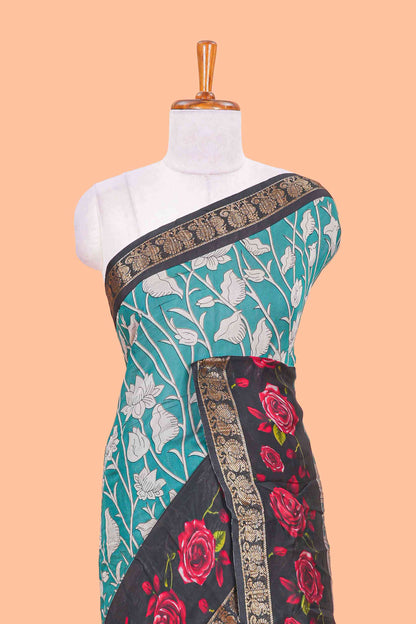 Green kalamkari print chanderi sarees