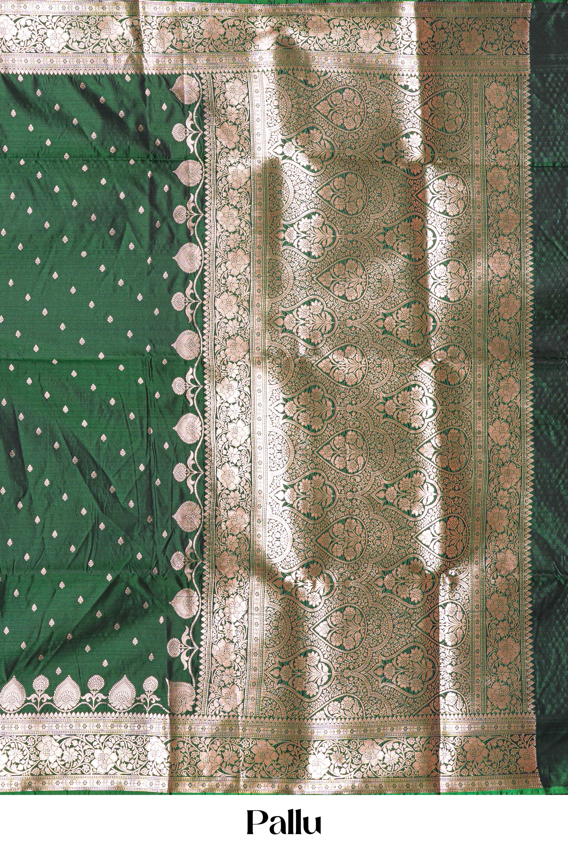 Green kathan silk floral weave saree