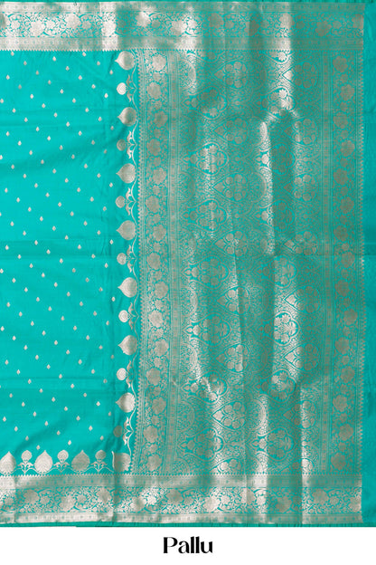 Green kathan silk floral zari saree