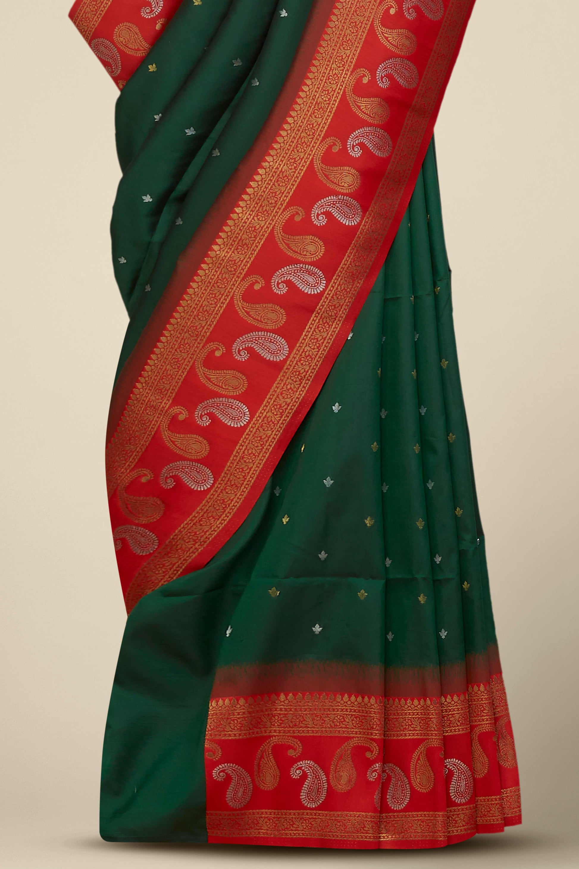 Green kathan silk lightweight saree