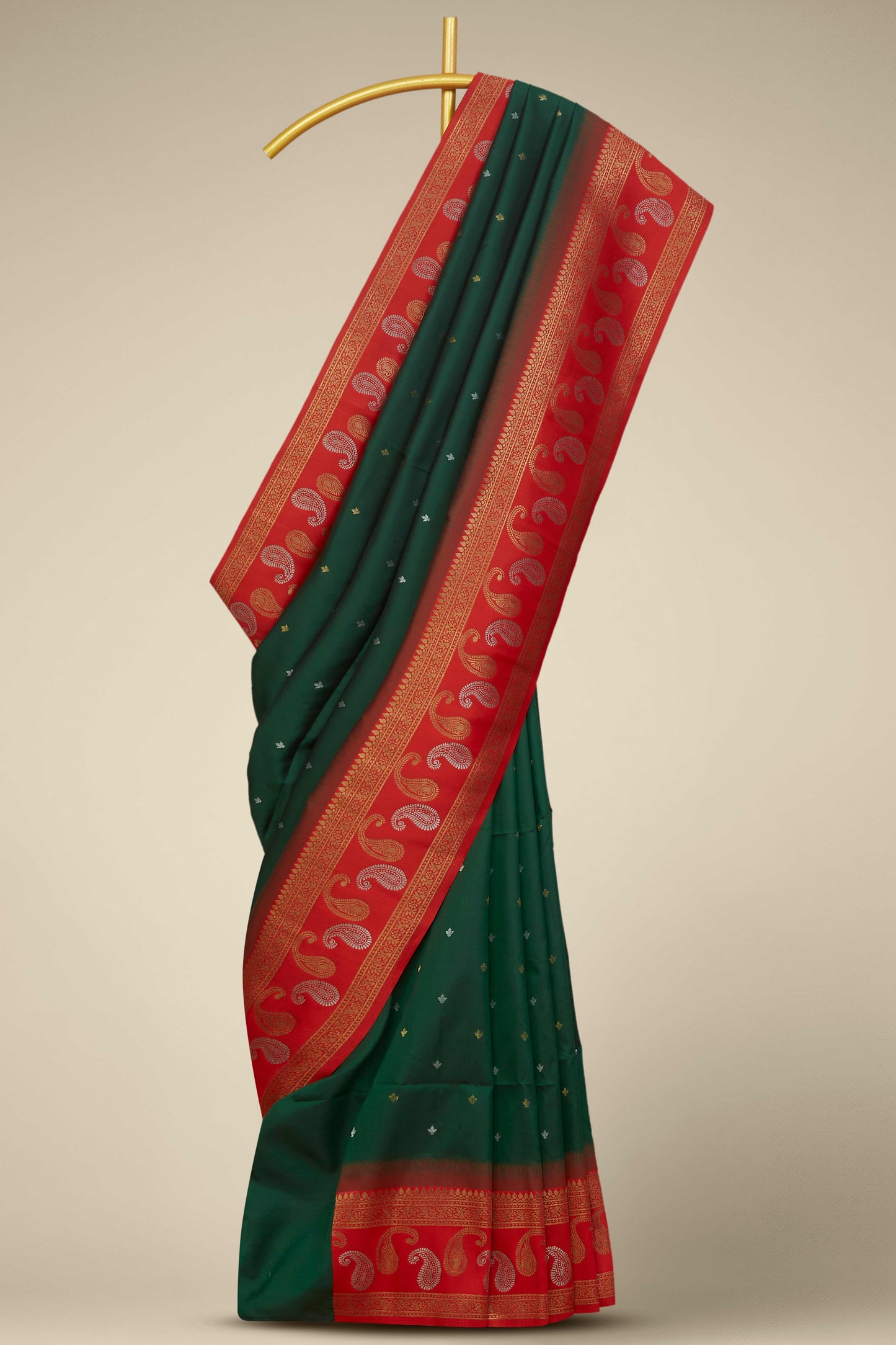 Green kathan silk smooth texture saree
