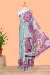 Green khadi cotton printed saree