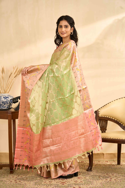 Green lightweight Kota cotton saree