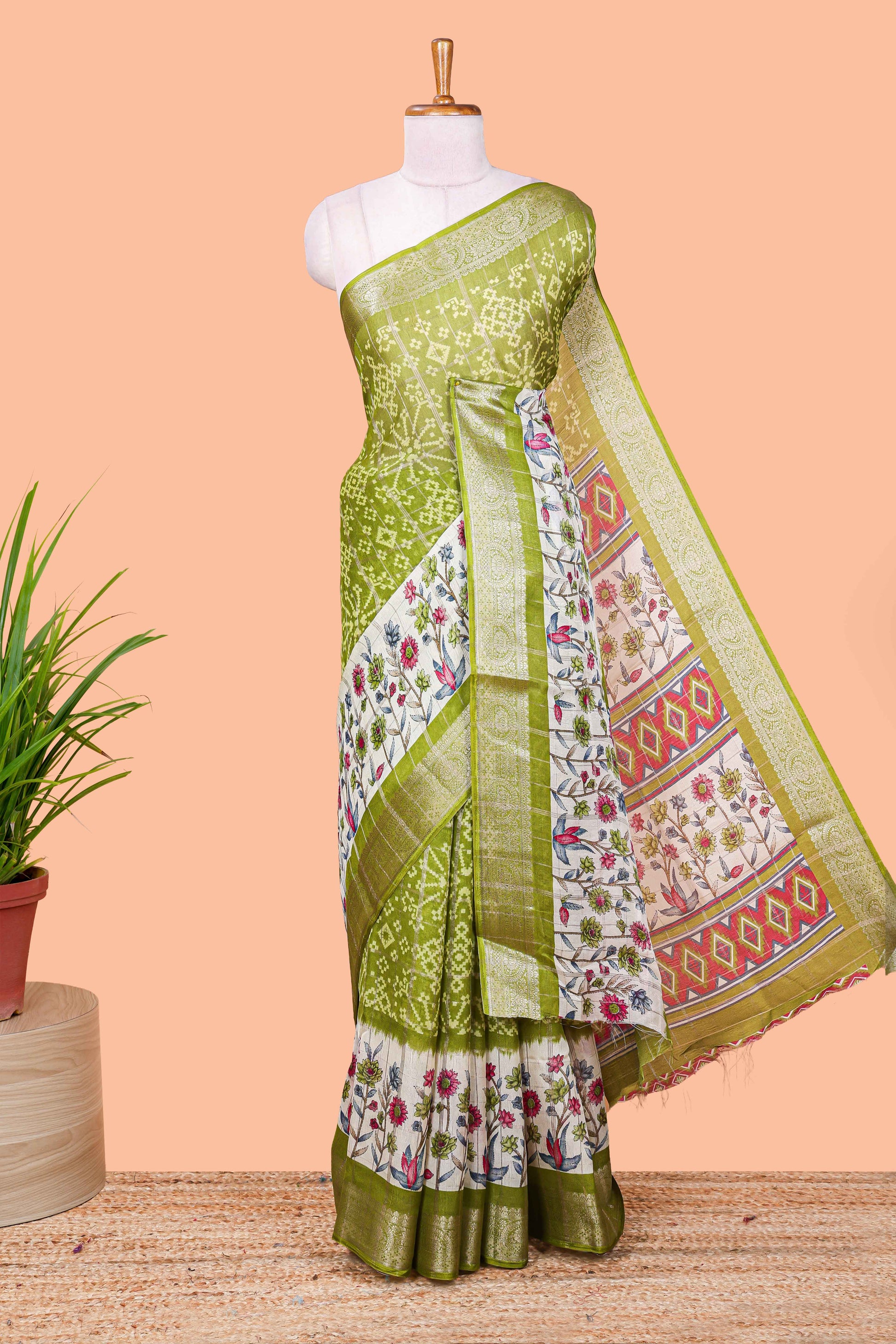 Green lightweight georgette fabric