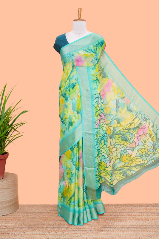Green lightweight georgette weave