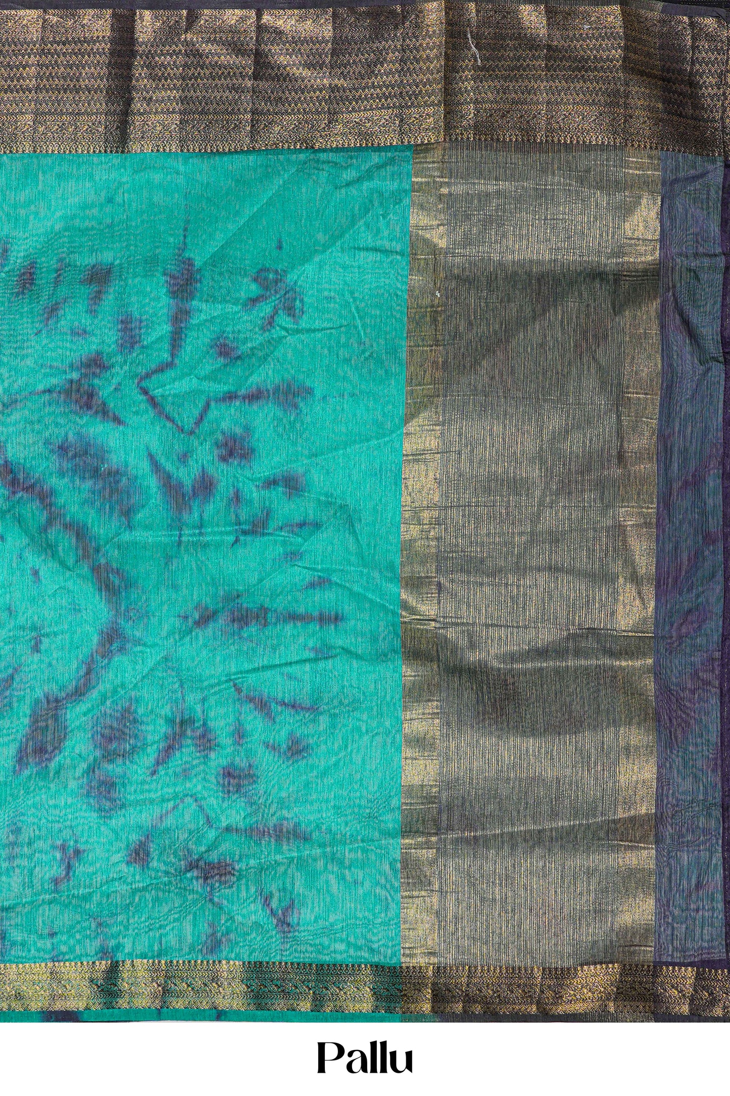 Green linen saree with zari pallu
