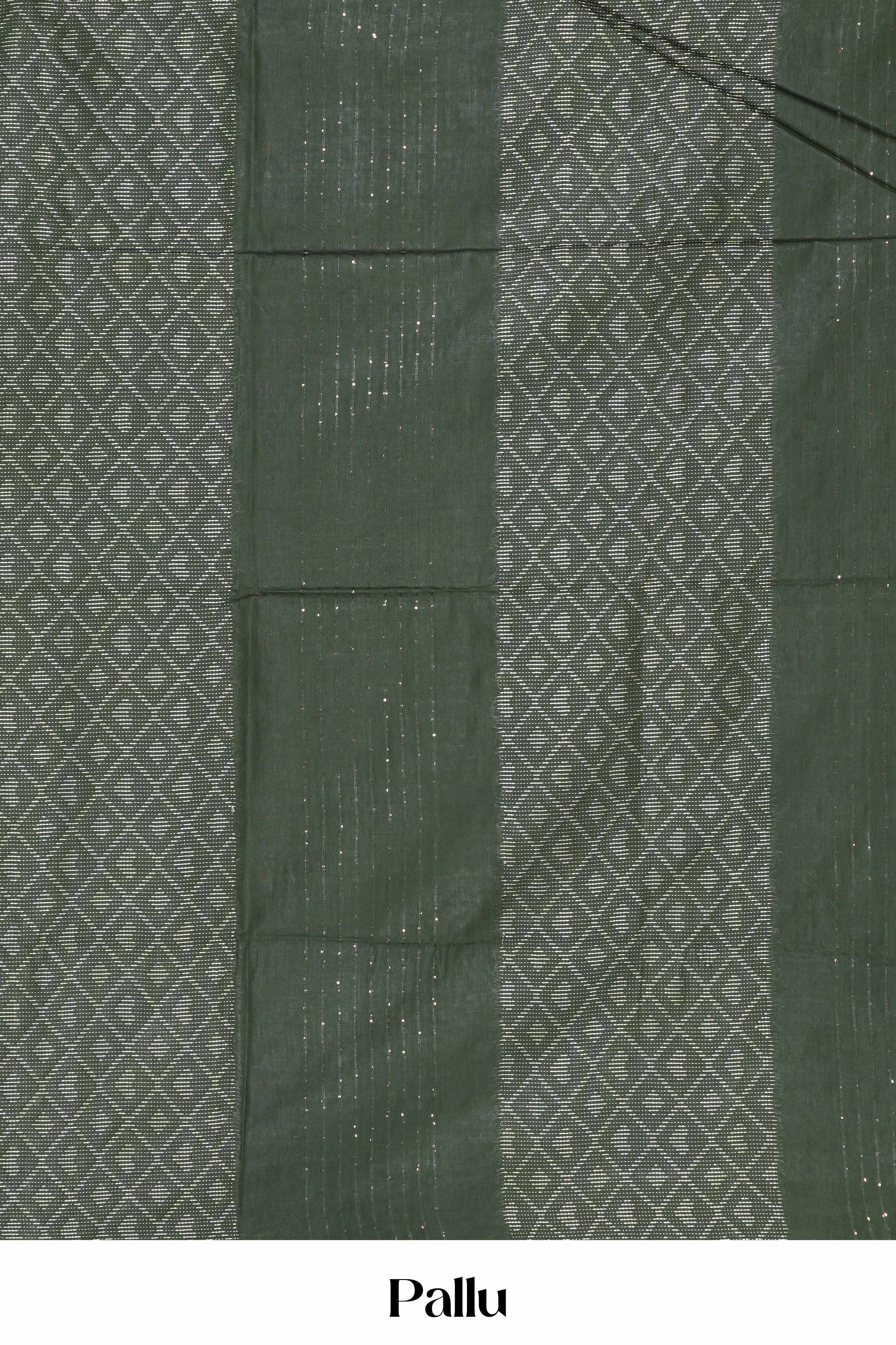  Green linen with thread stripes 