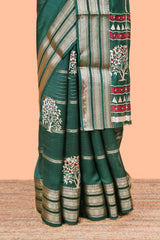 Green moss chiffon elegant saree