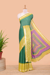 Green moss chiffon zari saree