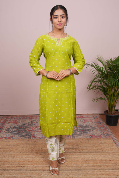 Green neckline design salwar outfit