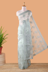 Green organza saree