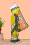 Green pichwai print weightless saree contrast border printed pallu