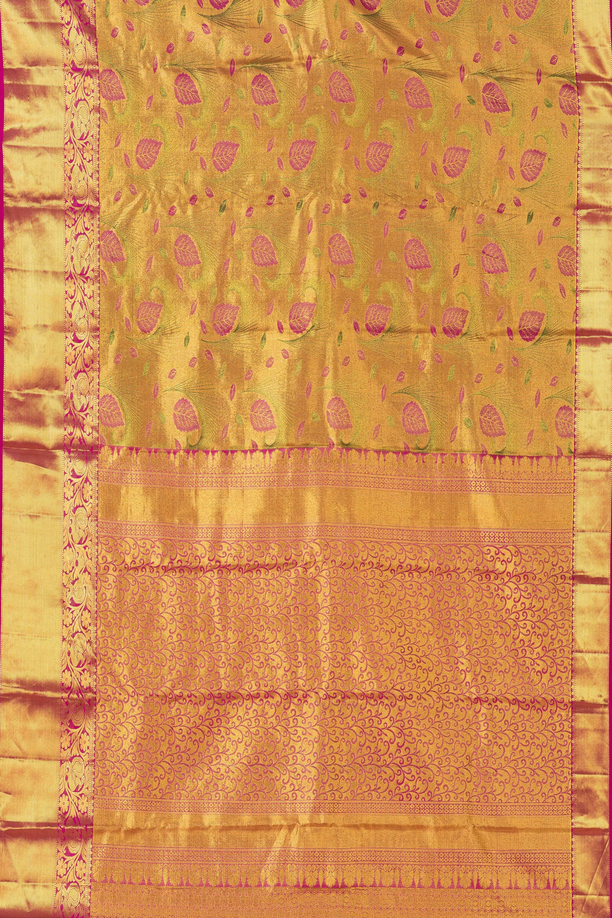 Green pink pallu saree