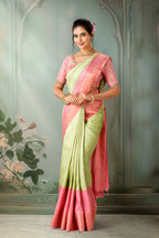 Green pink pallu silk saree