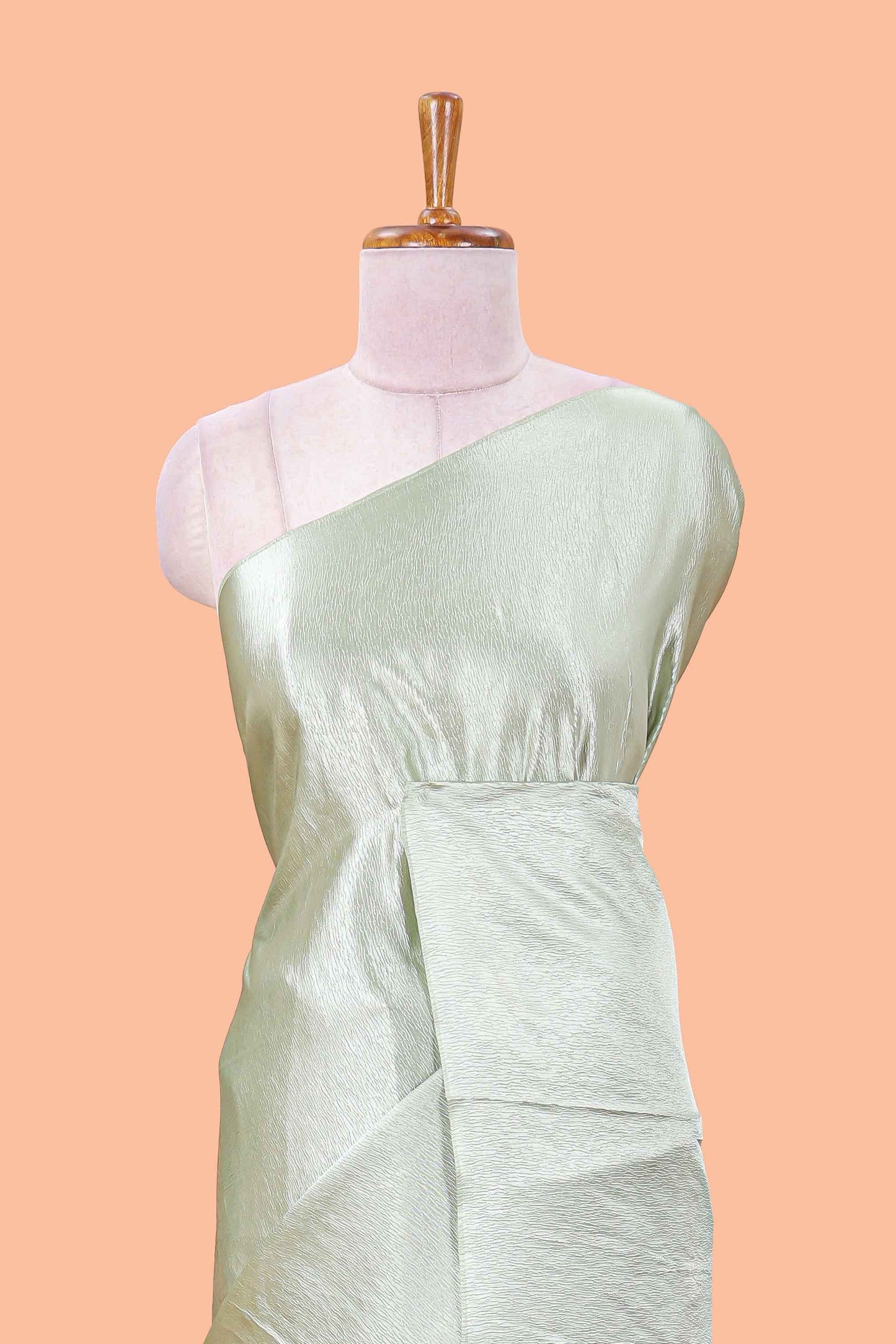 Green satin crepe soft texture saree
