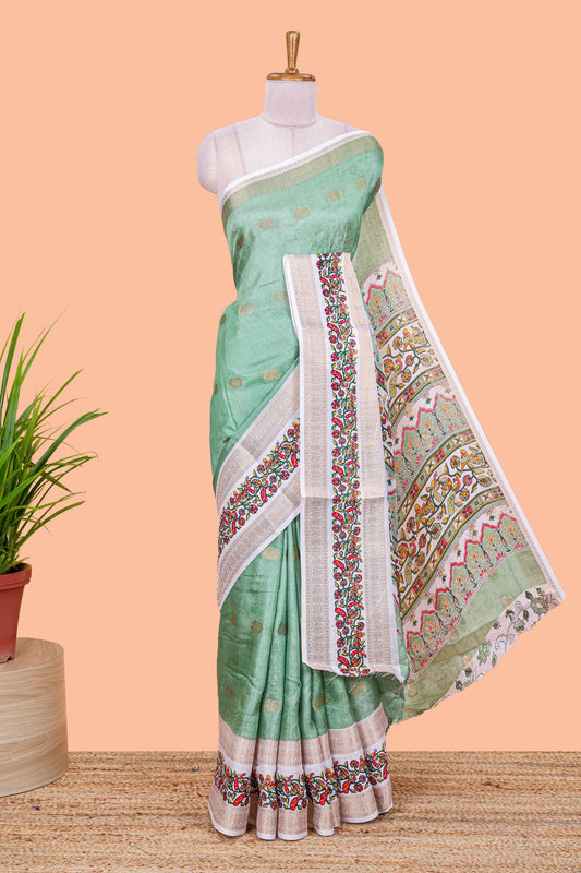 Green silk dola weave