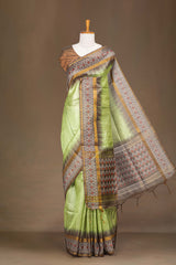 Green silk fabric