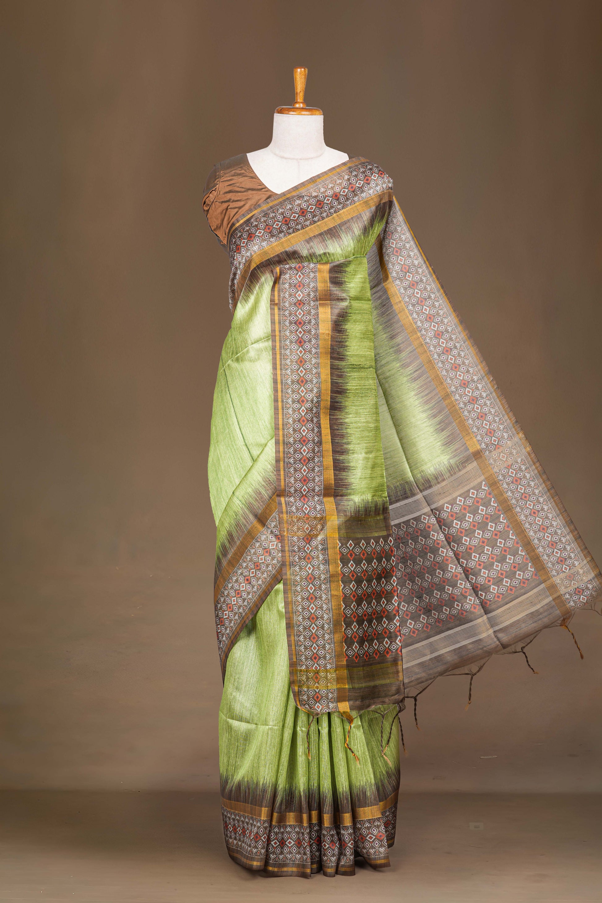 Green silk fabric